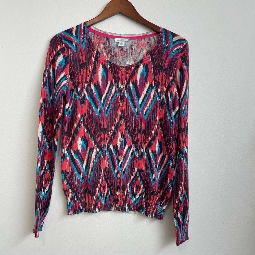 Sundance Cardigan Womens S Red Desert Essence Aztec Boho‎ Cotton Fall Comfy NWOT